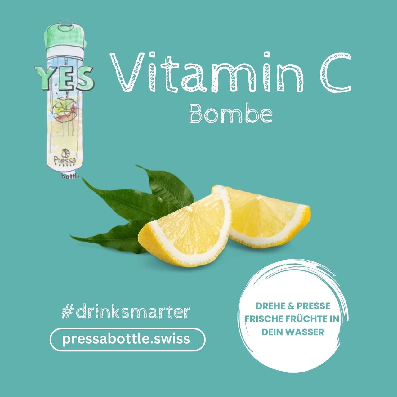 Drinksmarter mit der PressaBottle Trinkflasche | Vitamin C Bombe